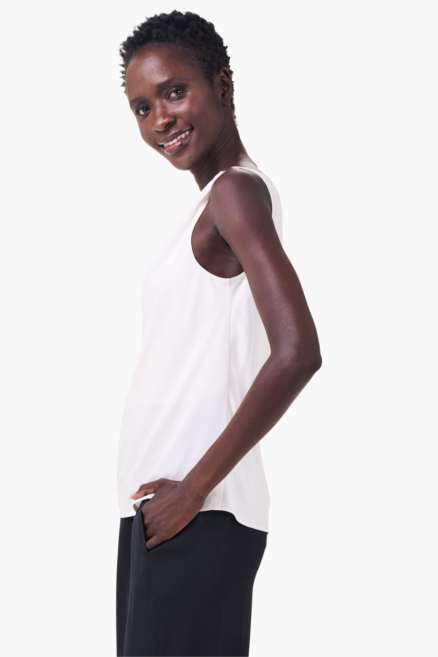 Crepe Drape Tank- Classic Cream