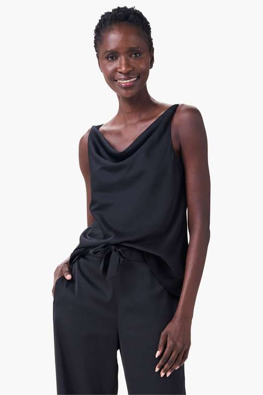 Crepe Drape Tank- Black