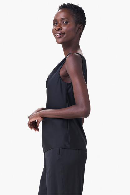 Crepe Drape Tank- Black