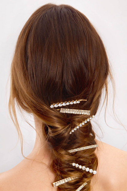 Metal Rhinestone Assorted Bobby Pins 4pc Set - Gold