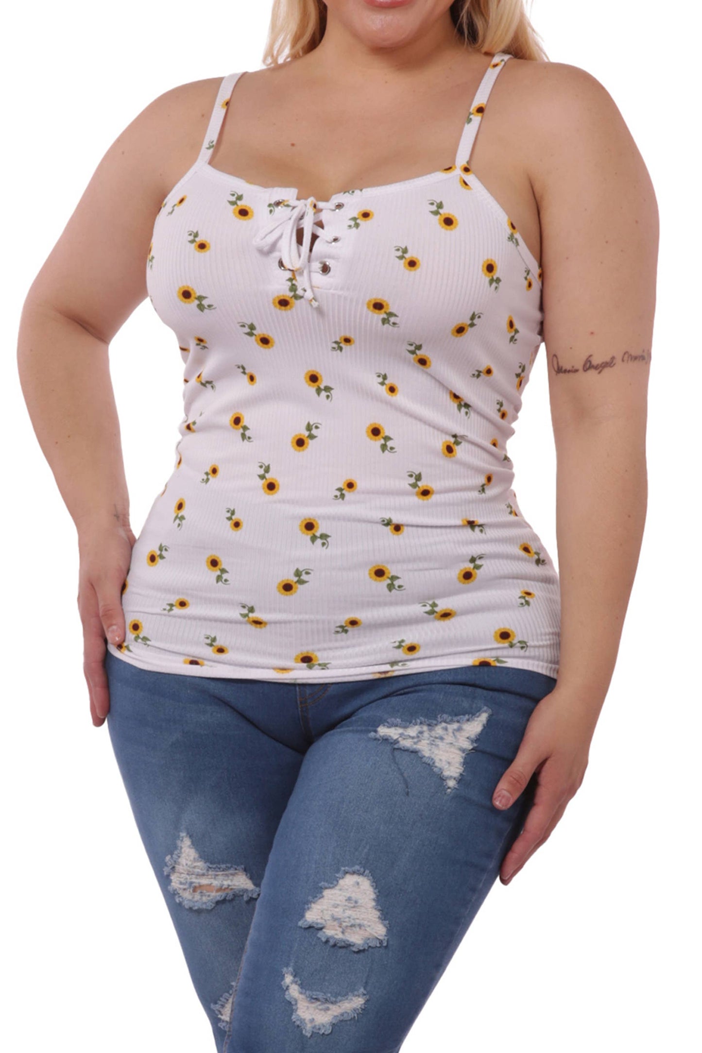 Plus Size Lace-Up Tank Tops