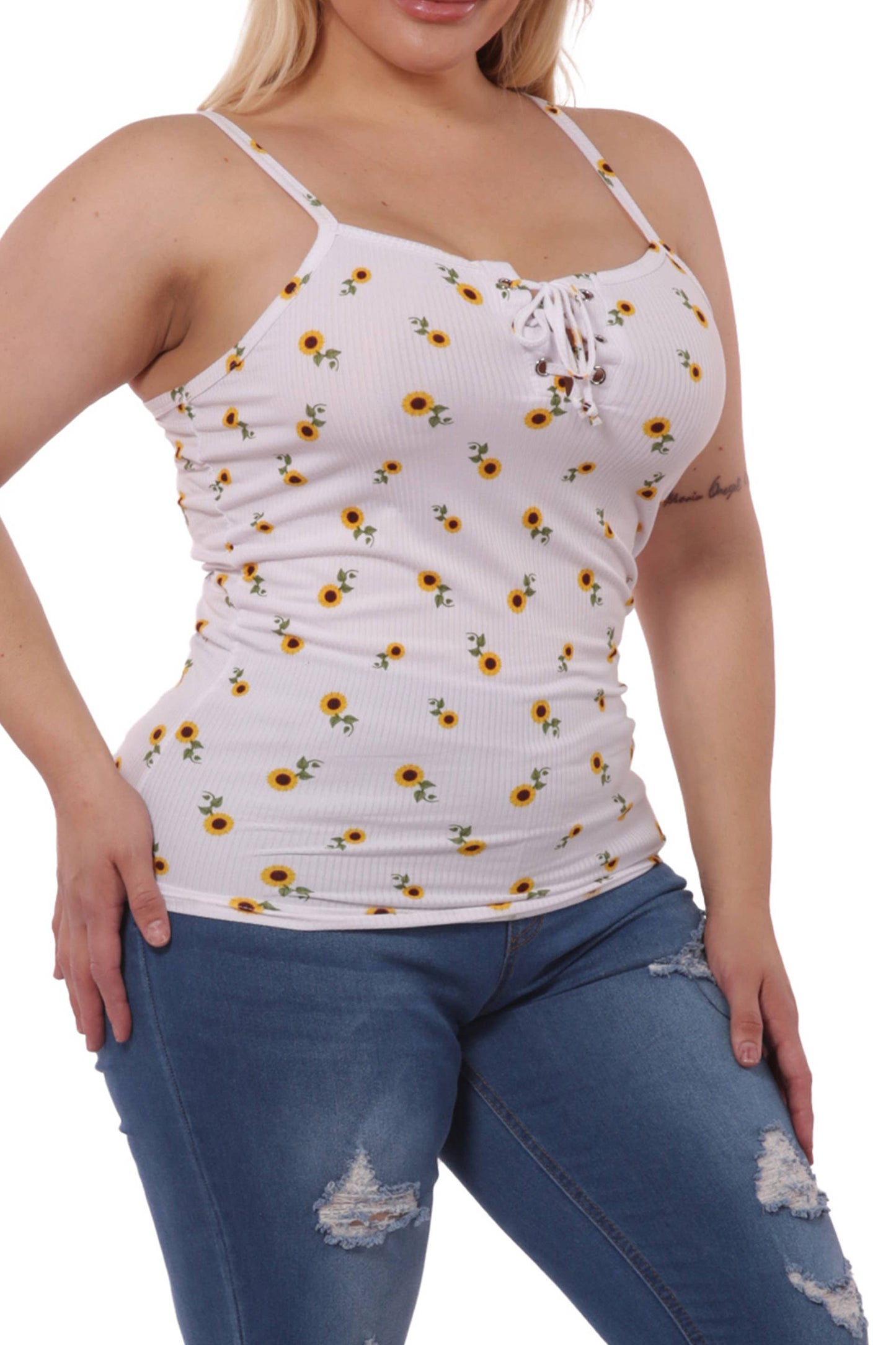 Plus Size Lace-Up Tank Tops