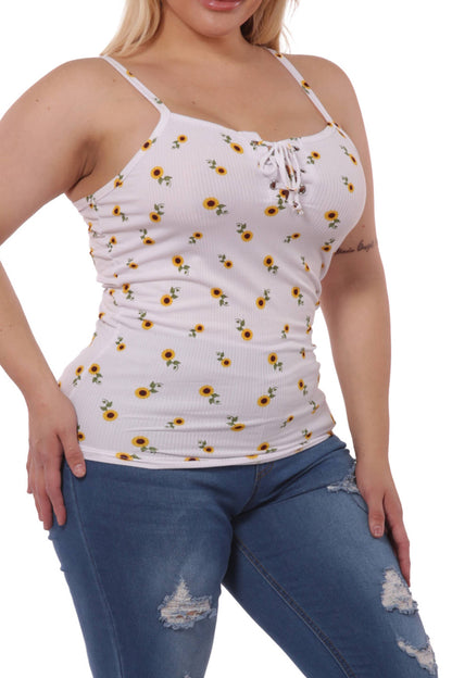 Plus Size Lace-Up Tank Tops