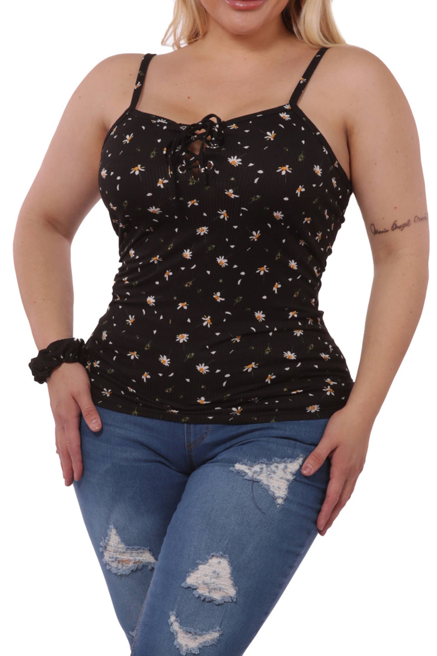 Plus Size Lace-Up Tank Tops
