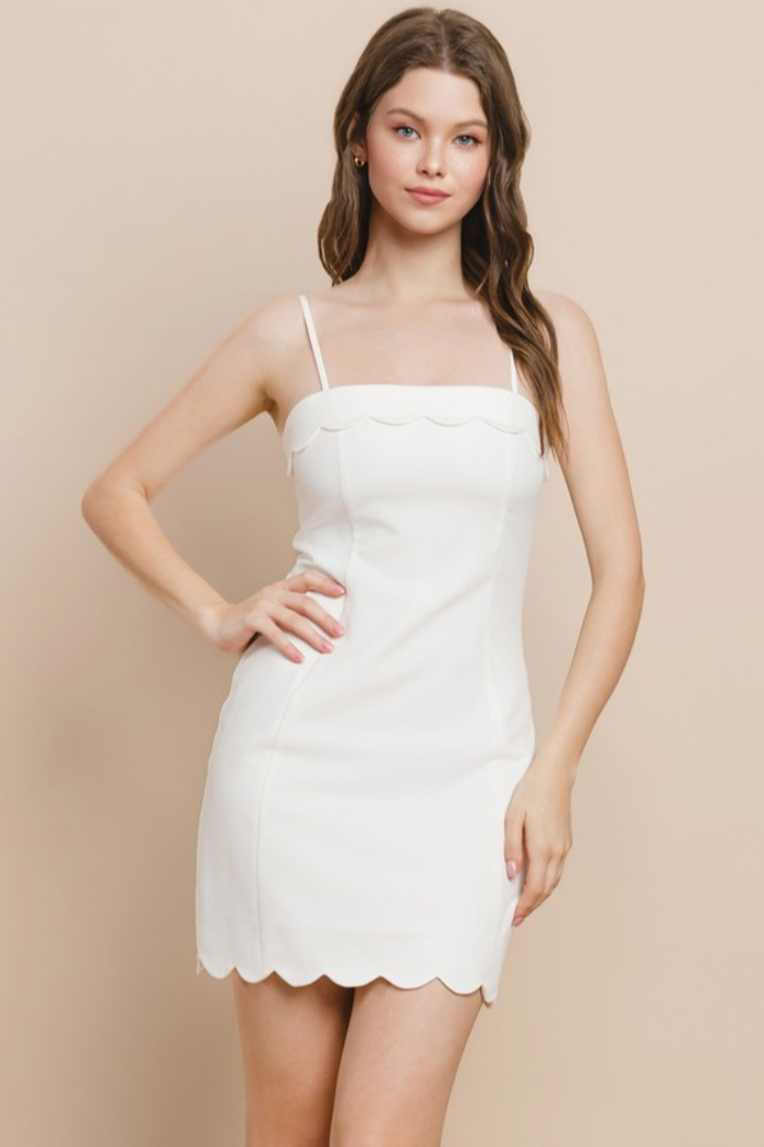 Scallop Trim Mini Dress