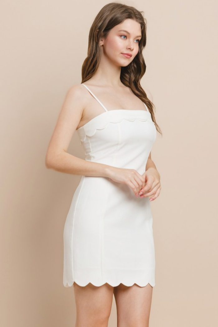 Scallop Trim Mini Dress