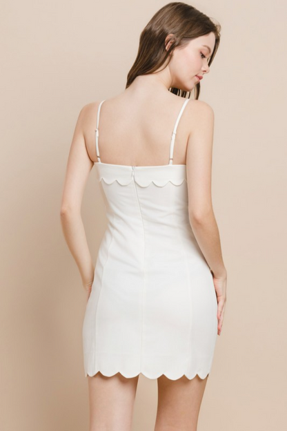 Scallop Trim Mini Dress