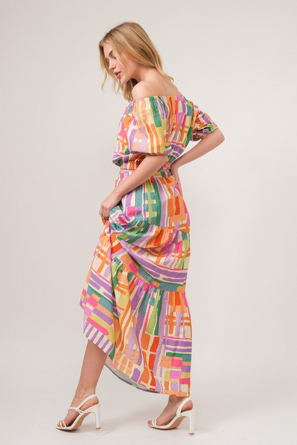 Puff Sleeve Geo Crop