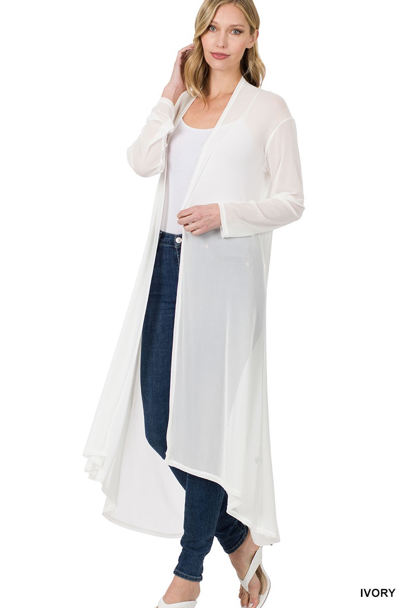 Mesh Open Front Cardigan