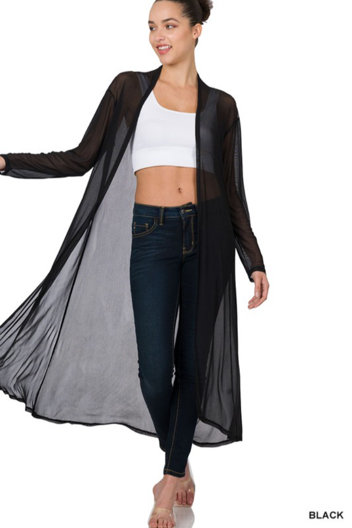 Mesh Open Front Cardigan