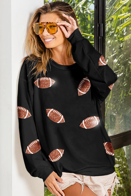 FOOTBALL SEQUIN SWEATSHIRT BOTH RED AND BLACK