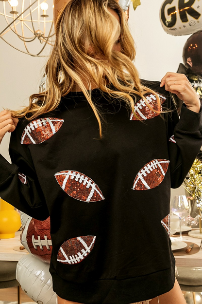 FOOTBALL SEQUIN SWEATSHIRT BOTH RED AND BLACK