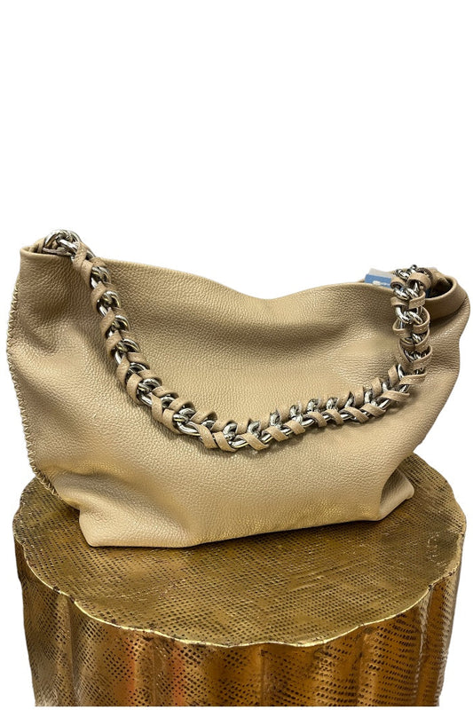CHAIN HOBO LEATHER TAUPE