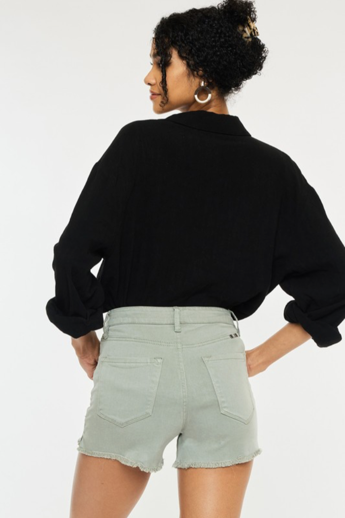 High Rise Olive Green Shorts