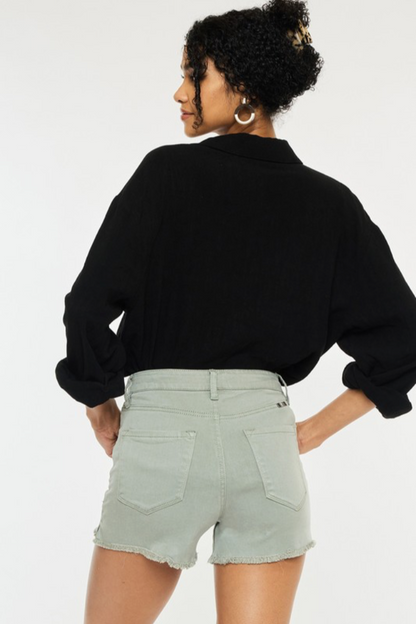 High Rise Olive Green Shorts
