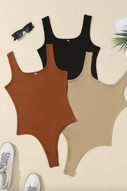 Square Neck Robbed Bodysuit