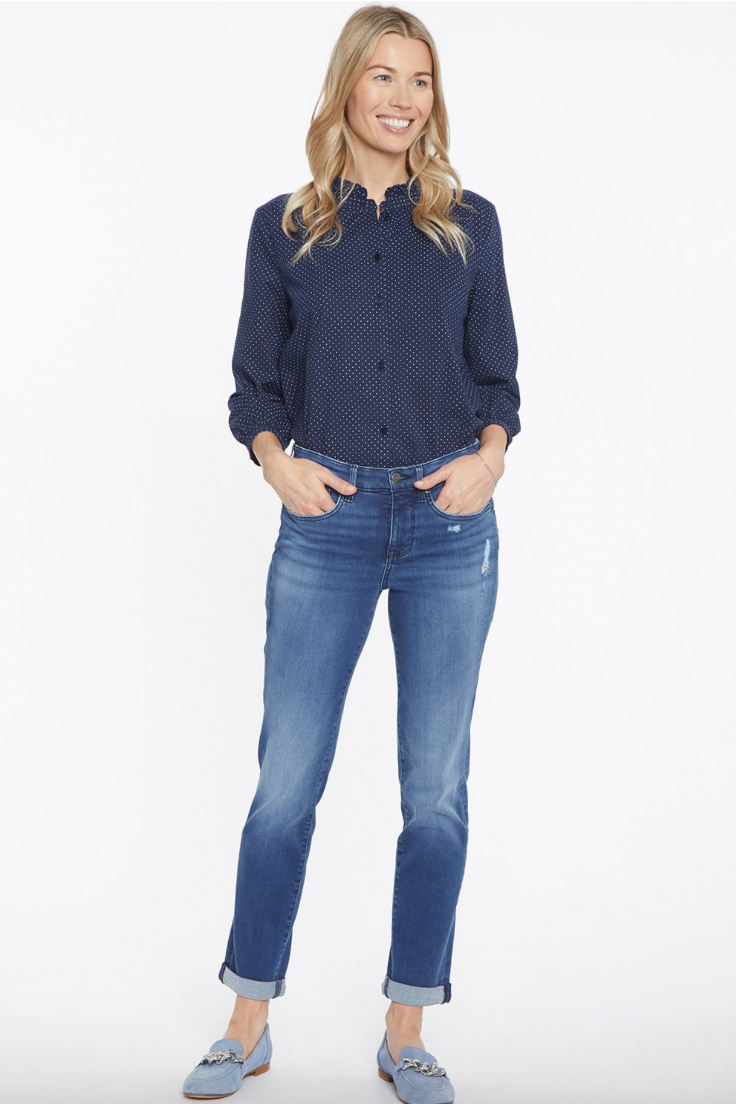 Margot Girlfriend w/ Rolled Cuff - Heron