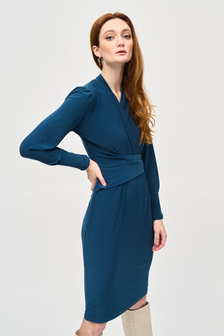 Silky Knit Draped Wrap dress