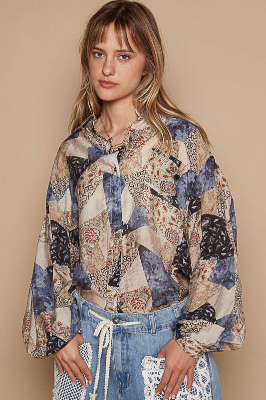 Oversized Multi Pattern Blouse