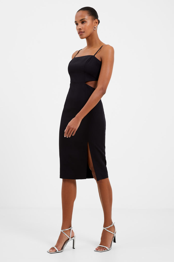 Echo Crepe Cut Out Slip Dress- Black
