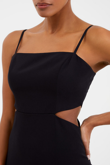 Echo Crepe Cut Out Slip Dress- Black