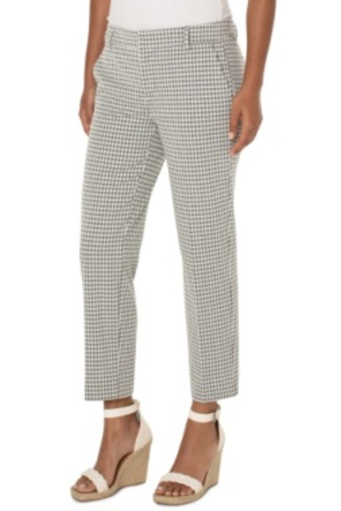 Kelsey Trouser Wide Leg Crop- Sage/ White Gingham