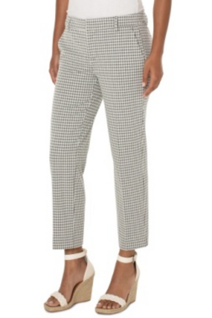 Kelsey Trouser Wide Leg Crop- Sage/ White Gingham