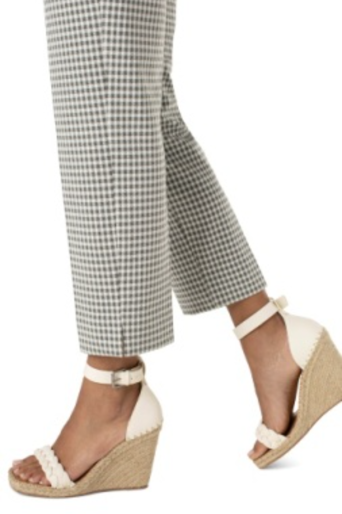 Kelsey Trouser Wide Leg Crop- Sage/ White Gingham