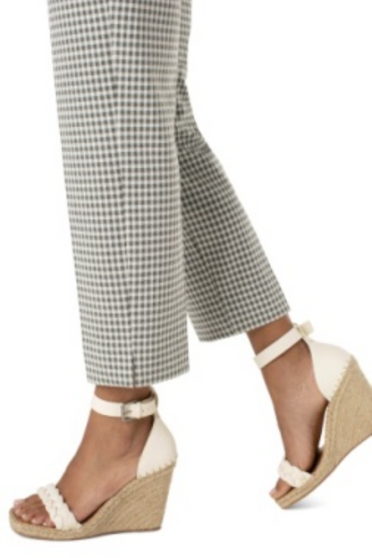 Kelsey Trouser Wide Leg Crop- Sage/ White Gingham