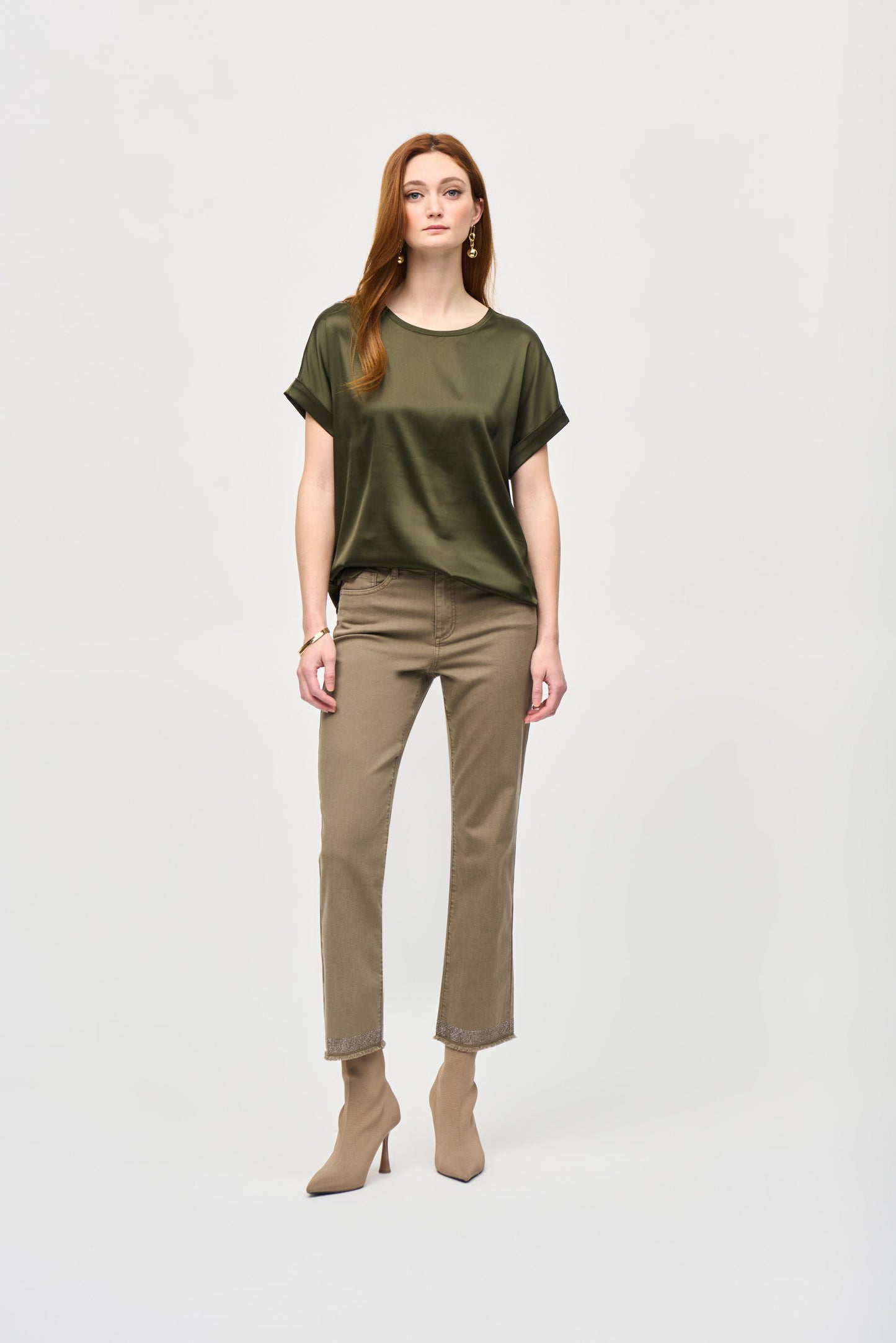 Satin Front Short Sleeve Top