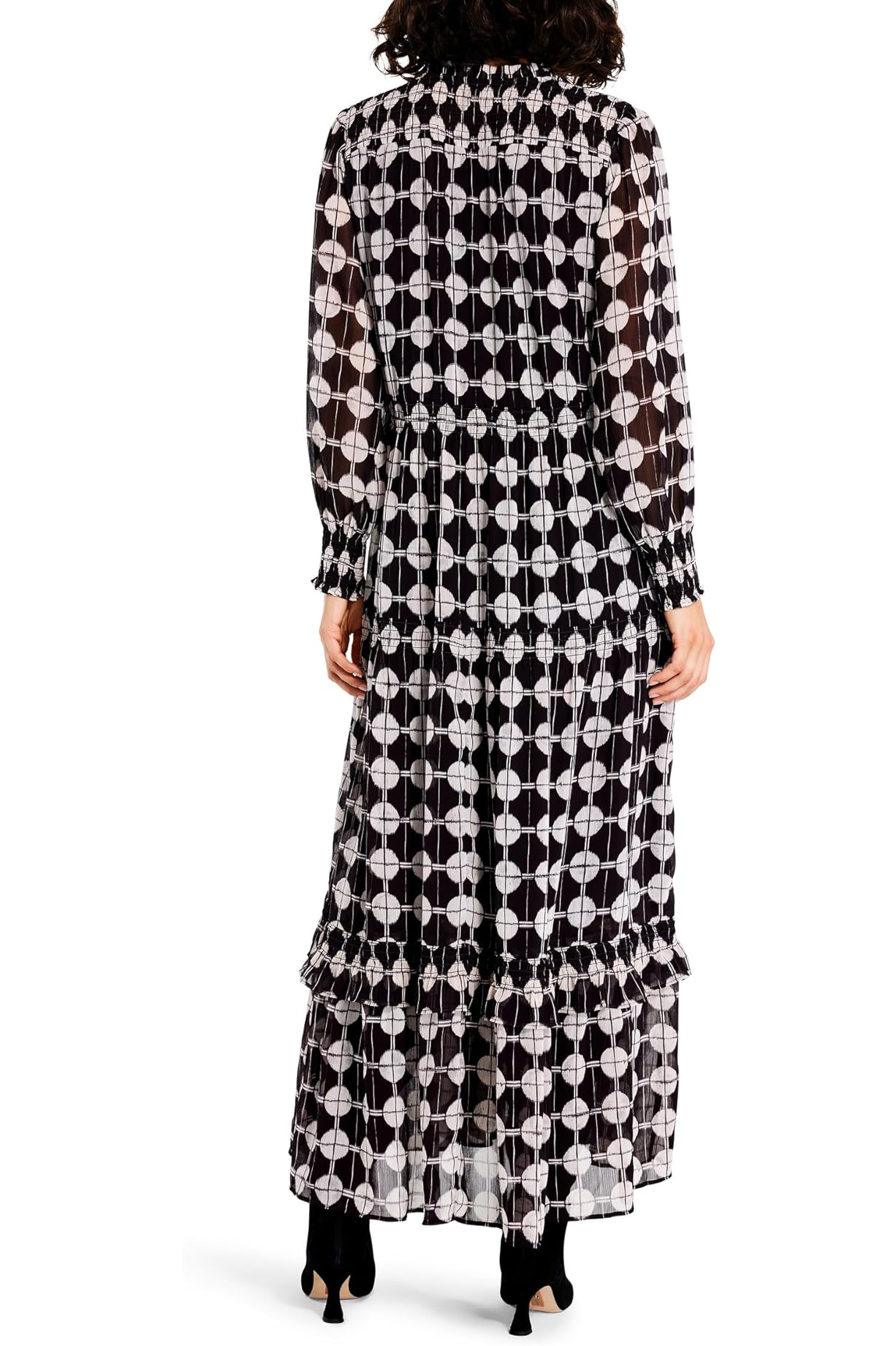 Chiffon Dot Dress- Black Multi