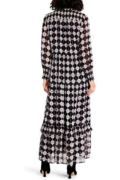Chiffon Dot Dress- Black Multi