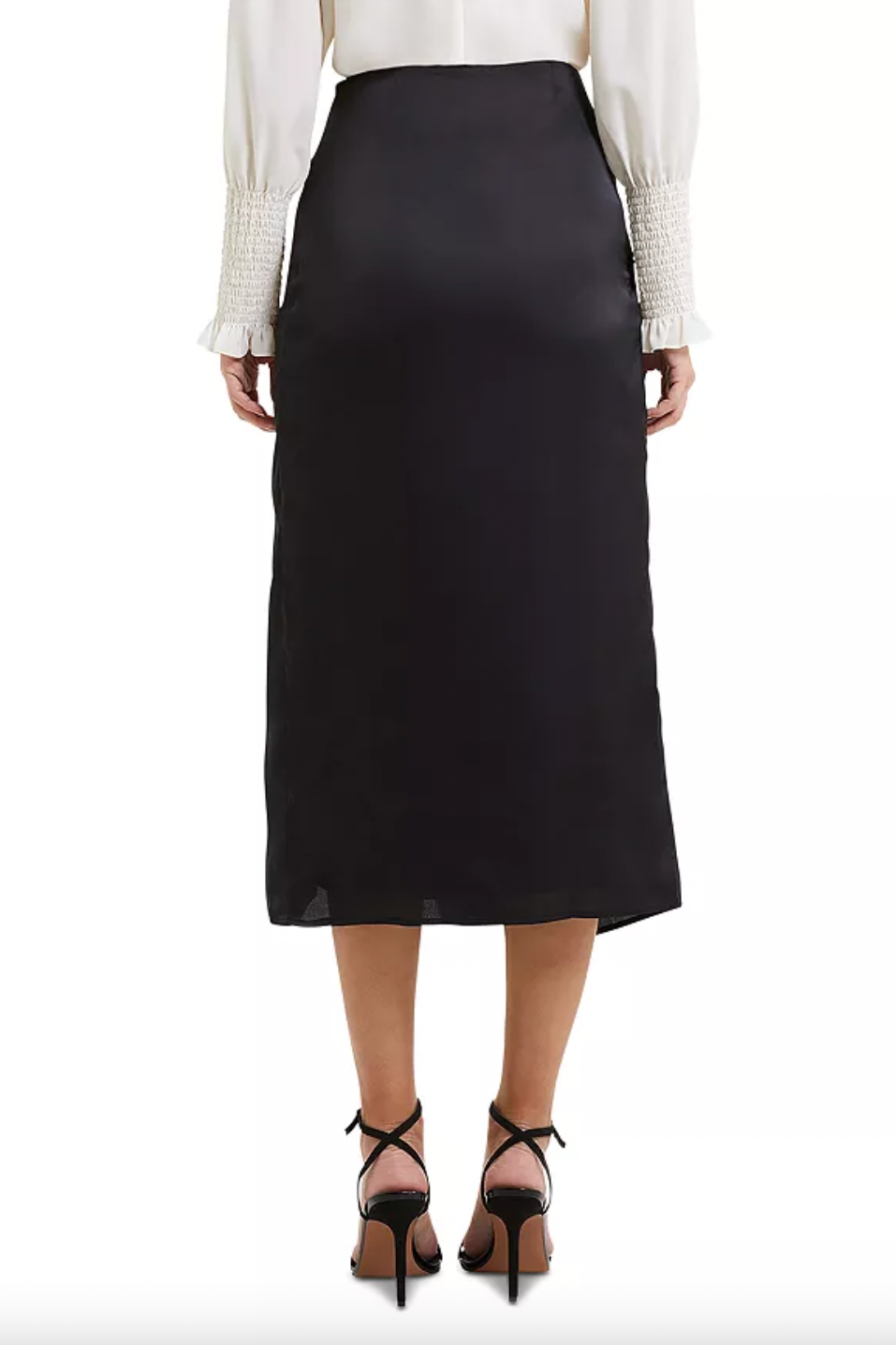 Inu Satin Midi Wrap Skirt - Black