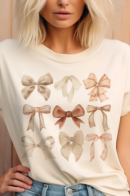 Coquette Tshirt Neutral Bow Sublimation Tee
