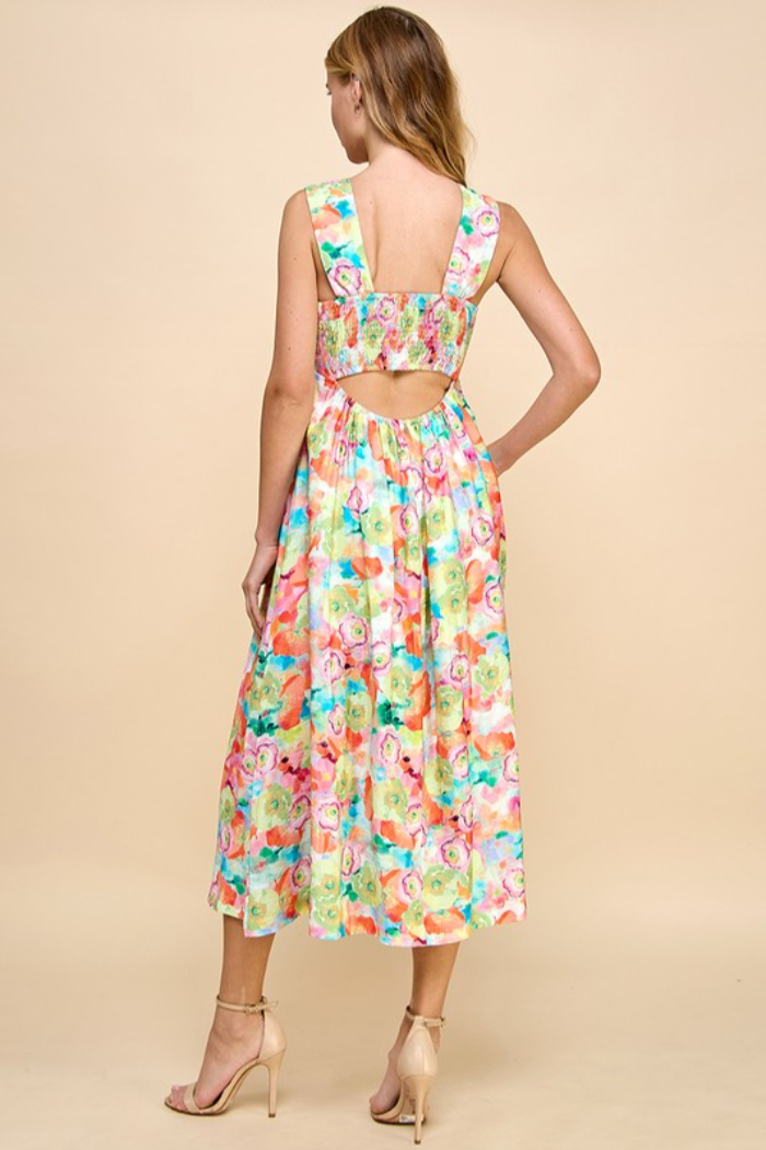 S/L Floral Midi Dress