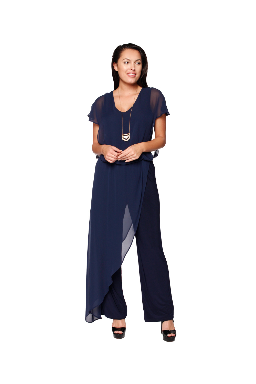 Jumpsuit w/ Chiffon Overlay