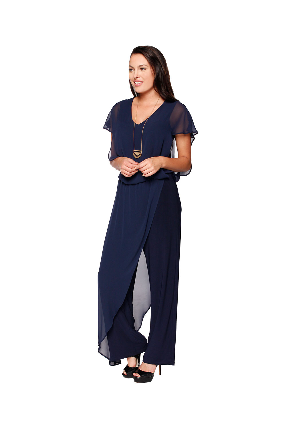 Jumpsuit w/ Chiffon Overlay
