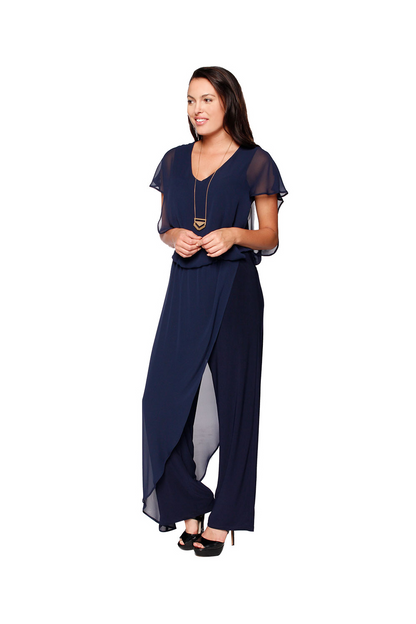 Jumpsuit w/ Chiffon Overlay