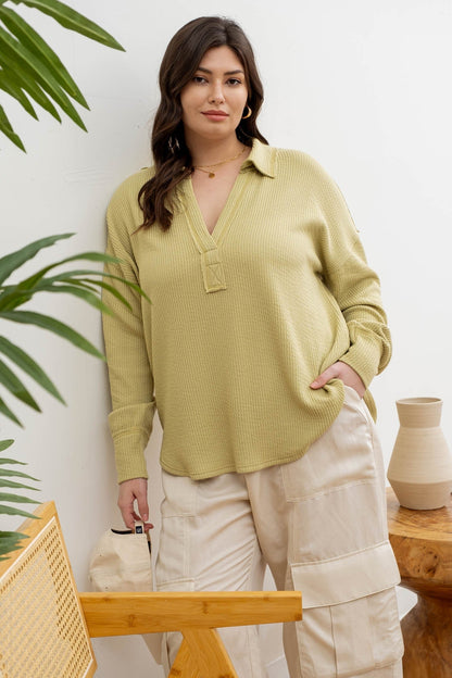 Split Neck L/S Sweater
