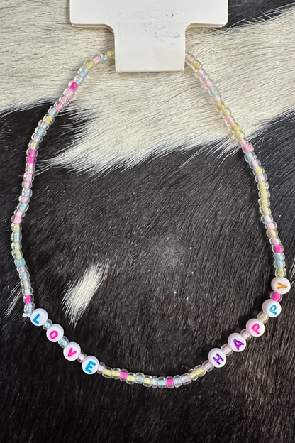 Happy Beaded Stretch Necklace