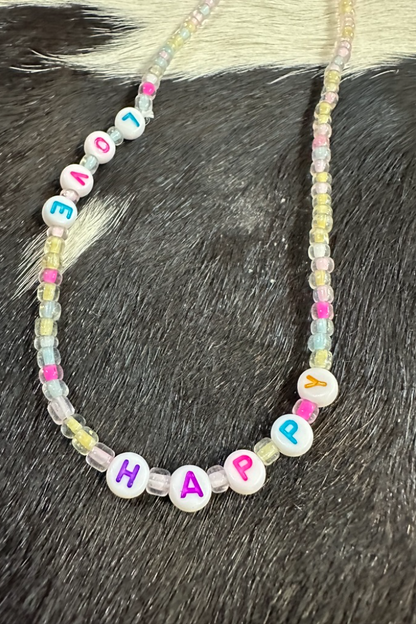 Happy Beaded Stretch Necklace