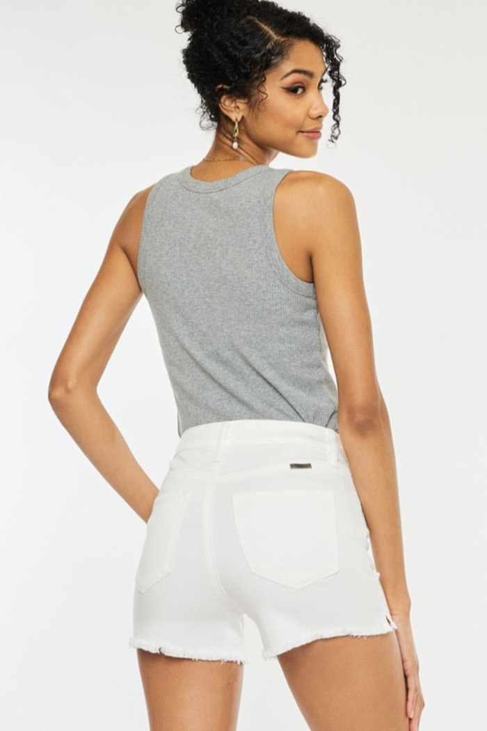 High Rise White Shorts