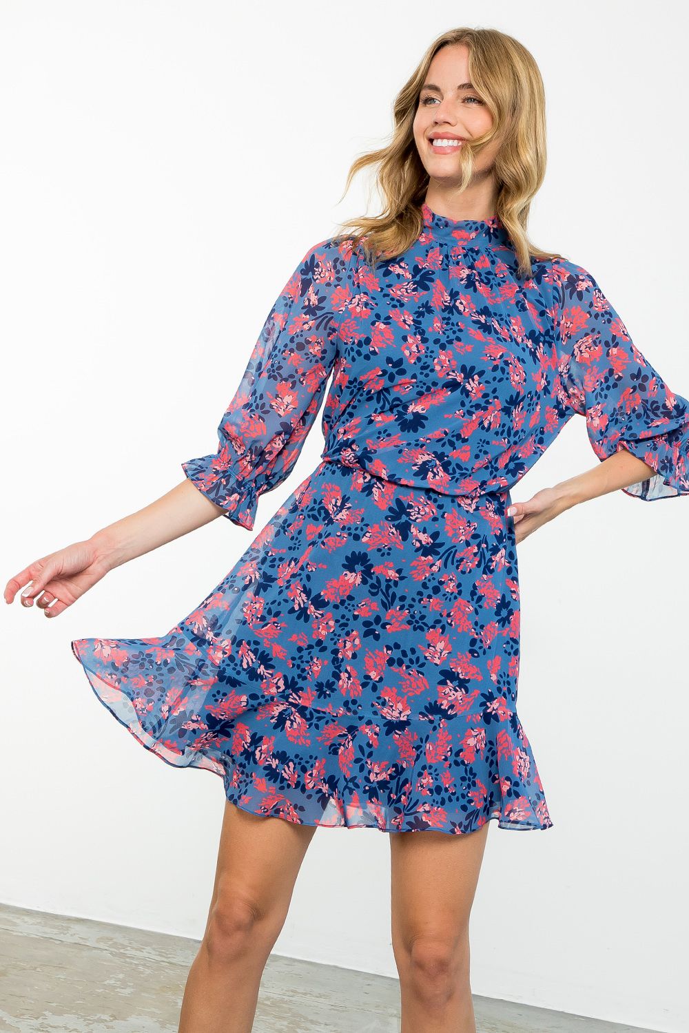 Flower Print Flutter Dress