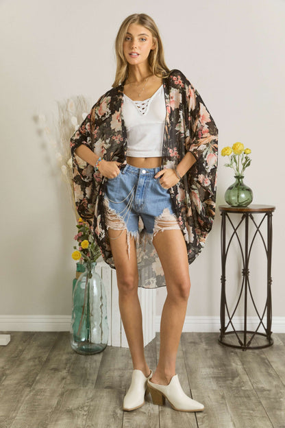FLORAL KIMONO CARDIGAN