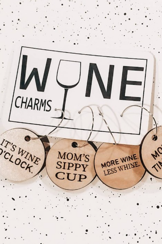 Mom Wine Charms: Maple