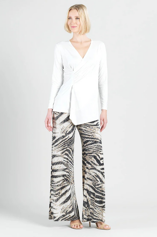 Crushed Silky v-neck tunic with side gather