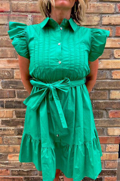 Button Down Belted Mini Dress