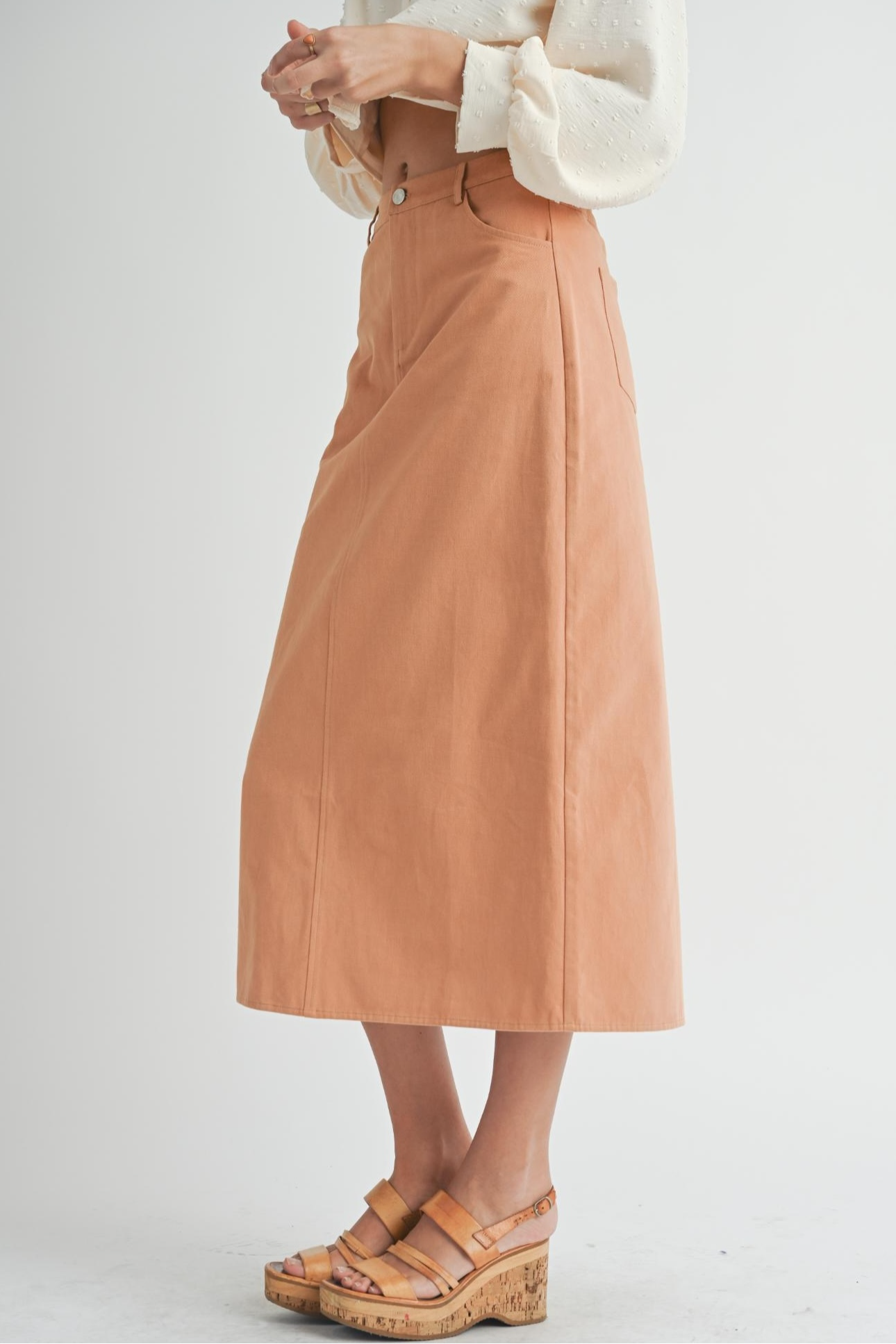 TWILL MIDI SKIRT