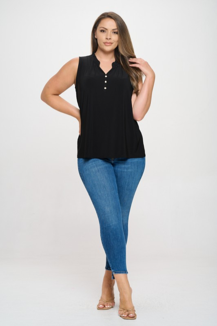 Pearl Button Sleeveless Top