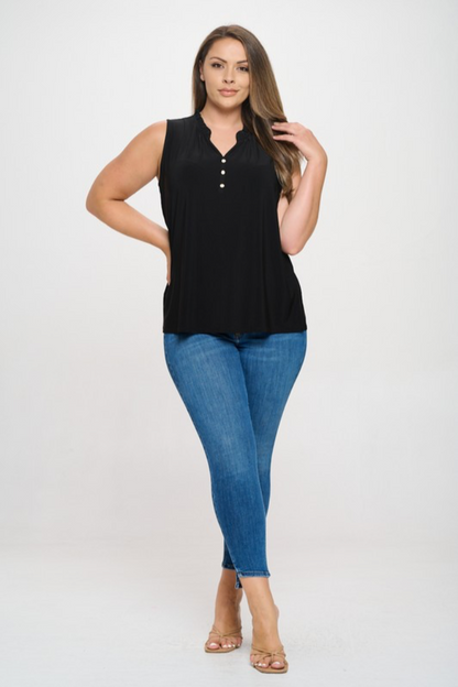 Pearl Button Sleeveless Top